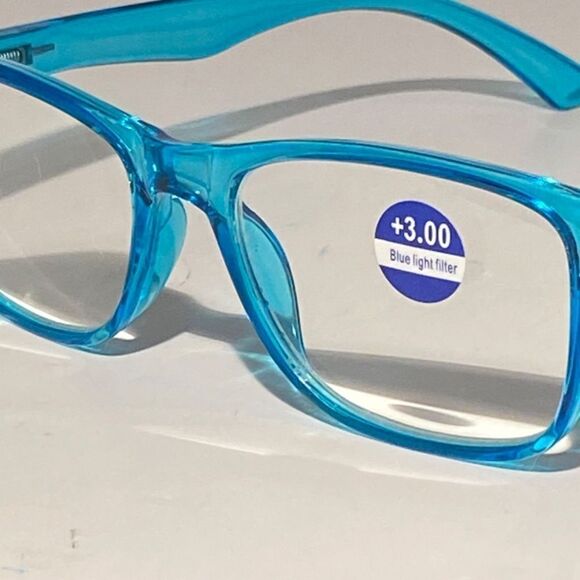 1443 Helen Reading Glasses 3.0 Readers Bluelight Filter Blue Frame NWT - Picture 8 of 9